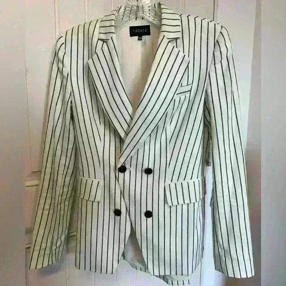 1.STATE Striped Double-Breasted Office Siren Corpcore Blazer Size 00‎ - Picture 6 of 6